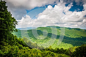 View of the Blue Ridge Mountains from Skyline Drive, in Shenandoah National Park, Virginia.