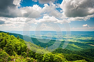 View of the Blue Ridge Mountains from Skyline Drive, in Shenandoah National Park, Virginia.