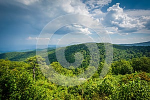 View of the Blue Ridge Mountains from Skyline Drive in Shenandoah National Park, Virginia.