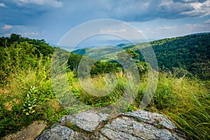 View of the Blue Ridge Mountains from Skyline Drive in Shenandoah National Park, Virginia.