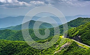 View of the Blue Ridge Parkway and the Appalachian Mountains fro