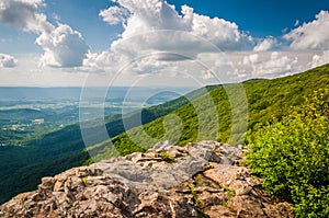 View of the Blue Ridge and Shenandoah Valley from Crescent Rock, in Shenandoah National Park, Virginia.