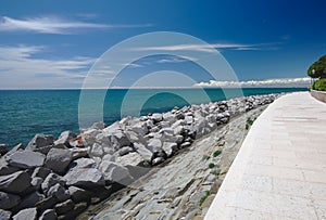 View of Grado promenade d peacefull sea. photo
