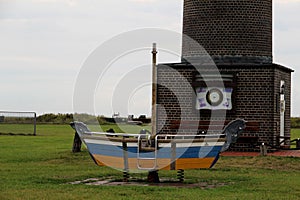 View on a boat in front of the lighthouse at the northern sea