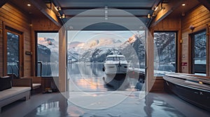 View from Boat Garage to Mountains Lake.