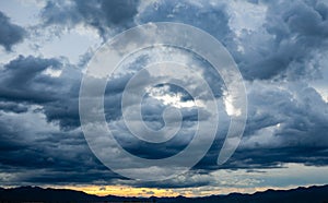 View of the boat seat,Sea storm landscape. Dramatic overcast sky