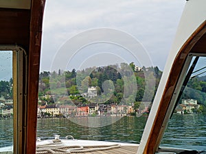 view from the boat to the hotels at the lake