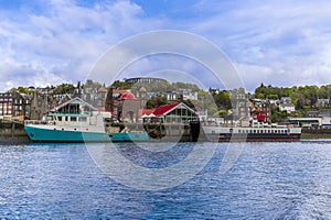 A view from a boat towards the landing at Oban, Scotland