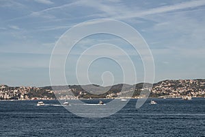 View of boats on Bosphorus is Istanbul
