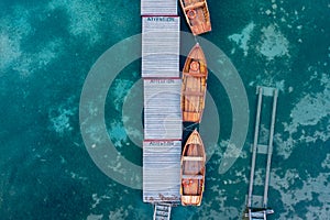 The view of the boats from drone