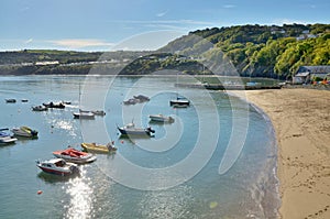 View of Boats at New Quay, Ceredigion, Wales