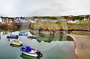 View of boats in Portpatrick harbour