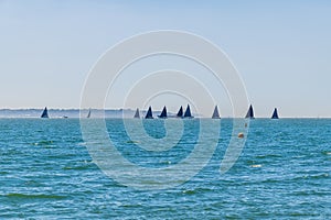 A view of boats in the Solent at Lee on Solent, UK