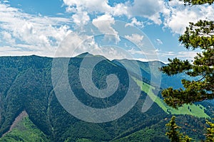 View from Boboty hill in Mala Fatra mountains in Slovakia