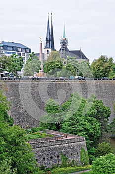 View of bock casemates from the bridge in Luxembourg City photo