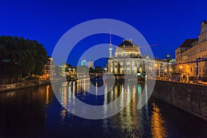 View on Bode museum in Berlin at night