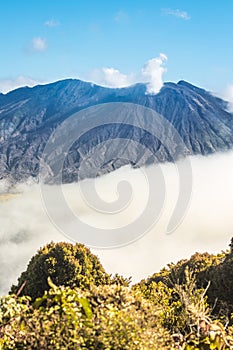 View of the body of the Turrialba volcano in Costa Rica