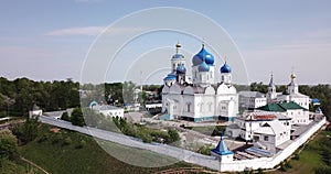 View of Bogolyubsky Monastery of Birth of Bogoroditsa in historic Russian village of Bogolyubovo, Vladimir Oblast