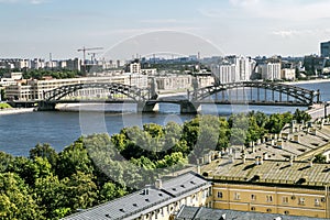 View of Bolsheokhtinsky bridge from bell tower of Smolny Cathedr