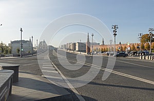 View of the Bolshoi Moskvoretsky Bridge in an autumn morning