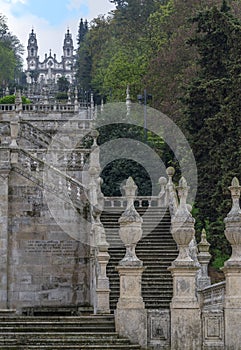 View on Bom Jesus do Monte cathedral and the famous stairs