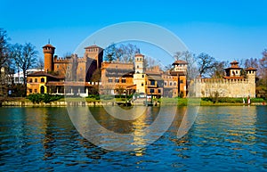 view of borgo medievale castle looking buidling in the italian city torino...IMAGE photo