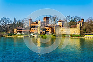 view of borgo medievale castle looking buidling in the italian city torino...IMAGE photo