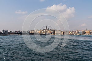 View of the Bosphorus and Istanbul`s Karakoy district on a sunny day. Turkey photo