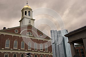 View of Boston`s famous Faneuil Hall