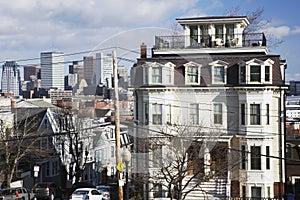View of Boston skyline from South Boston, Massachusetts, USA