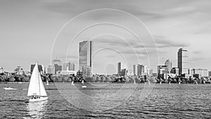 View of Boston Skyline in summer afternoon