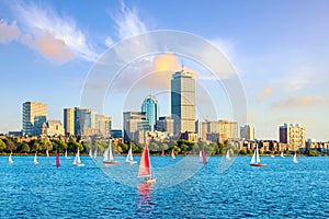 View of Boston Skyline in summer afternoon