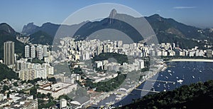 View of Botafogo district and Corcovado hill, Rio de Janeiro, Br