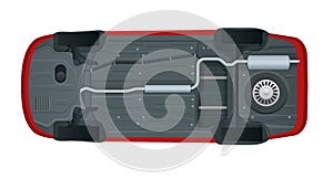 View from the bottom of a modern car. Vector illustration