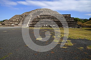 View from the bottom of the pyramid of the Moon, Teotihuacan, Mexico