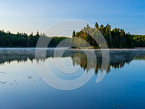 Bourne Pond, Green Mountains, Vermont Forest Lake, Blue Sky Reflection photo