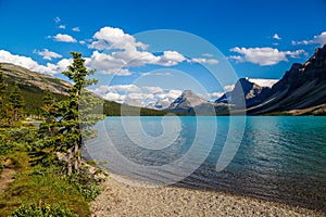 A view of Bow Lake in the Canadian Rockies