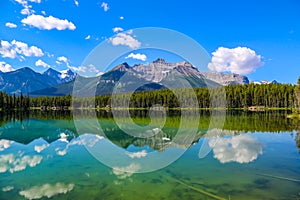 A view of Bow Lake in the Canadian Rockies