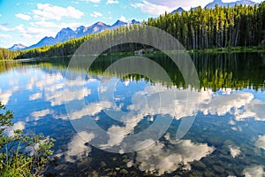 A view of Bow Lake in the Canadian Rockies