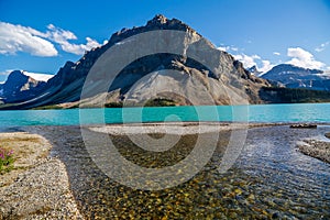 A view of Bow Lake and Crowfoot Mountain in the Canadian Rockies