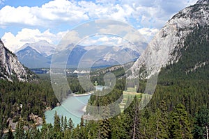 View of the Bow River and the Canadian Rockies