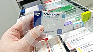 View of a box of Viagra