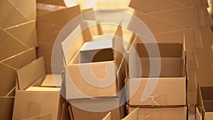 View of the boxes in the warehouse