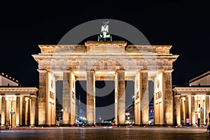 View of the Brandenburg Gate in Berlin at night