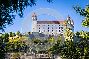 View of Bratislava Castle from the right bank of the Danube