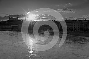 View on Bratislava castle and river Danube