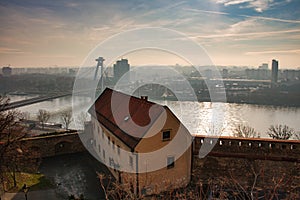 View of Bratislava on Danube river