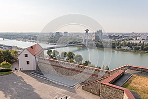 View from Bratislava fortress hill on Danube river