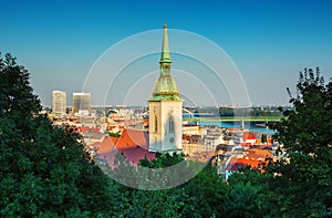 View on Bratislava old town and St. Martins Cathedral,Bratislava,Slovakia