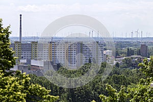 View of Bratislava`s commie blocks from the castle hill photo